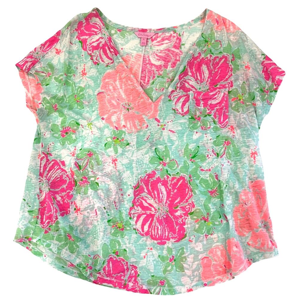Lilly Pulitzer V Neck Spring Floral Blouse